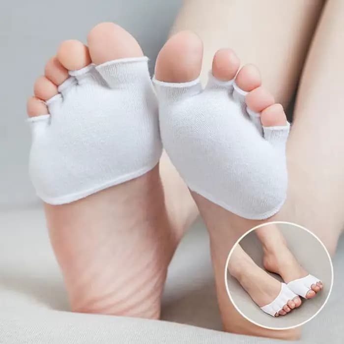 Chaussettes invisibles pour talons hauts avec coussinet d'avant-pied, en coton éponge, à cinq doigts, sans talon, pour femmes