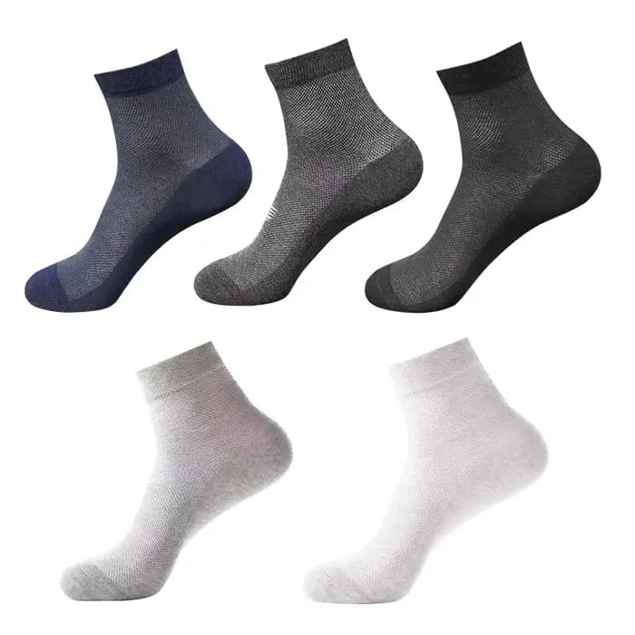 5 paires/lot hommes été maille fine respirant chaussettes Tube moyen grande taille EU38-47 travail affaires décontracté noir blanc chaussette courte