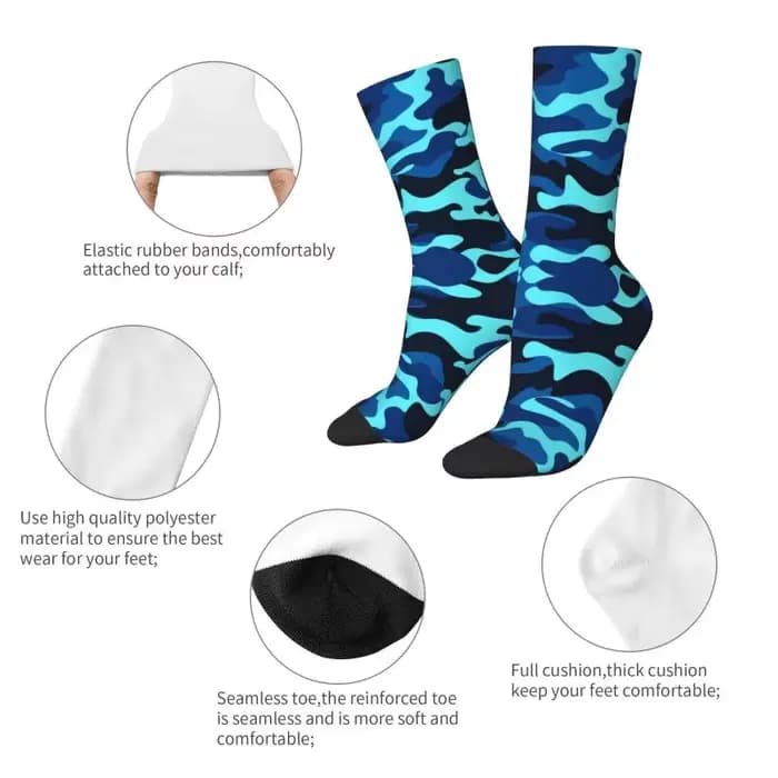 DulCamSolomon-Chaussettes camouflage militaire bleu marine pour hommes et femmes
