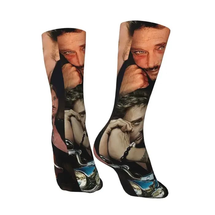 Johnny Hallyday bas France Rock chanteur conception mode chaussettes automne anti-dérapant