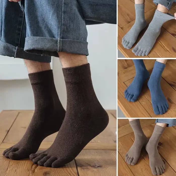 Chaussettes à orteils en laine pour hommes, courtes, thermiques, solides, décontractées, douces, épaisses, antibactériennes, respirantes, garde au chaud, chaussettes à cinq doigts, hiver