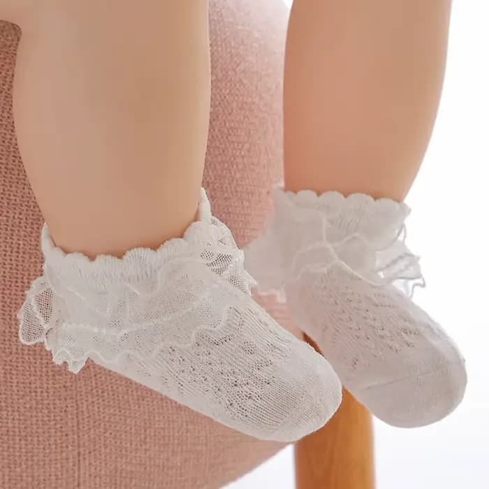 Chaussettes princesse en dentelle florale pour bébé fille