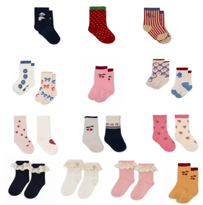 Chaussettes en coton à motif de fleurs pour enfants, jolies chaussettes pour filles et garçons, accessoires vestisenspour enfants, printemps, été, 2025