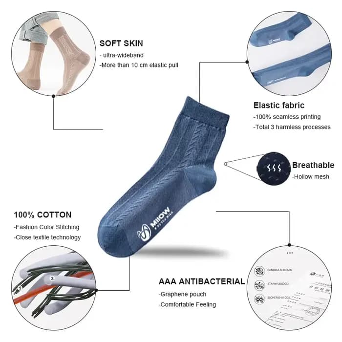 MiiOW 5 paires/lot chaussettes en coton hommes tenue décontractée