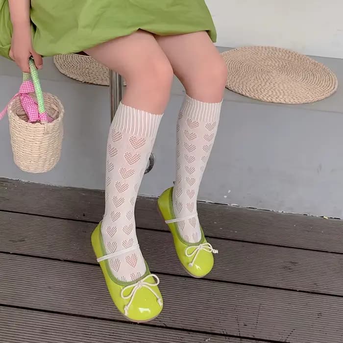 Chaussettes d'été ajourées en forme de cœur pour filles