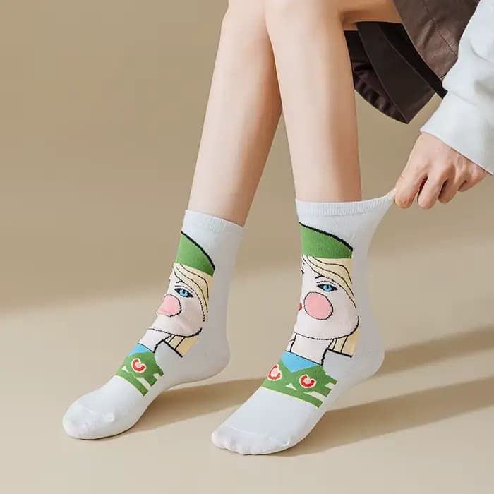 Chaussettes pour femmes Style Picasso créatif à la mode personnalisé Unique dessin animé polyvalent moyen Tube