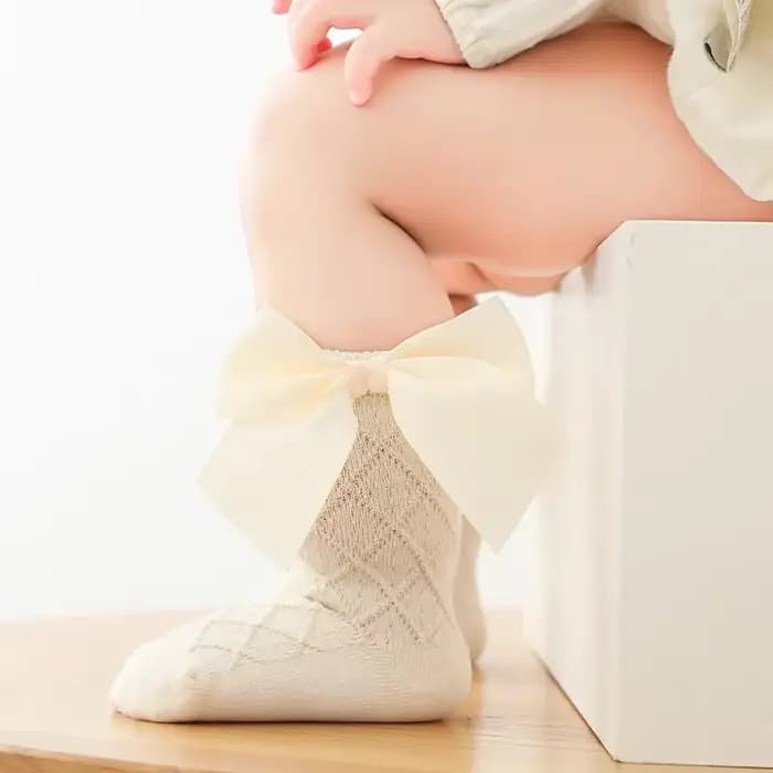 Chaussettes en coton à gros nœud pour filles