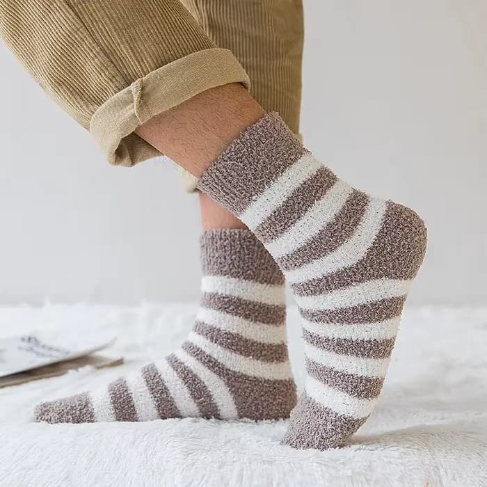 Chaussettes rayées en velours pour hommes