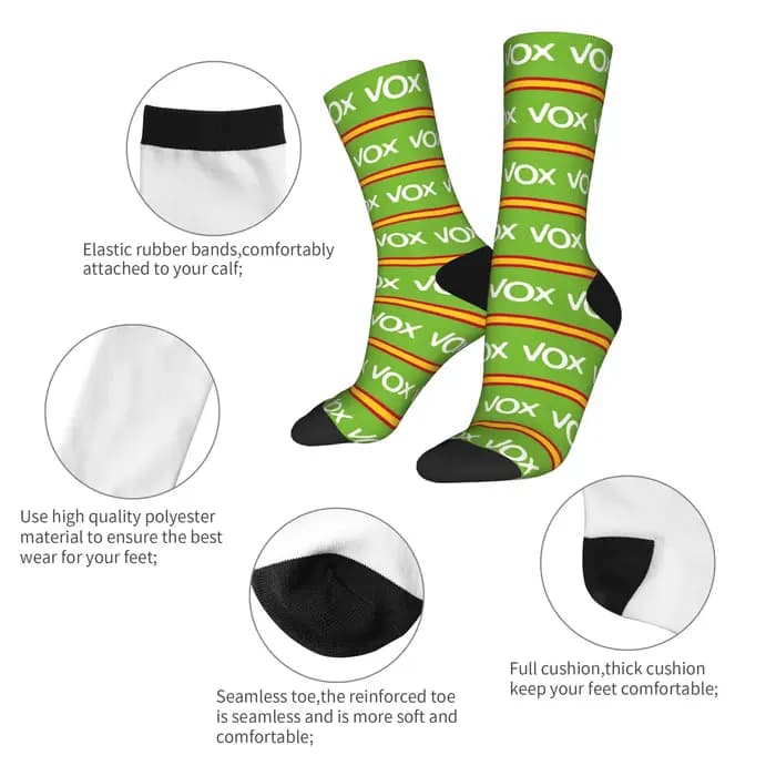 Mode hommes chaussettes Harajuku espagne Vox Logo chaussette Polyester espagne drapeau haute qualité femmes chaussettes printemps été automne hiver,