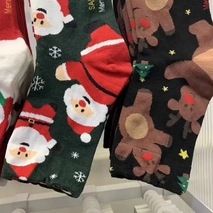 4 paires hommes femmes chaussettes imprimées de noël dessin animé bonhomme de neige pain d'épice homme renne père