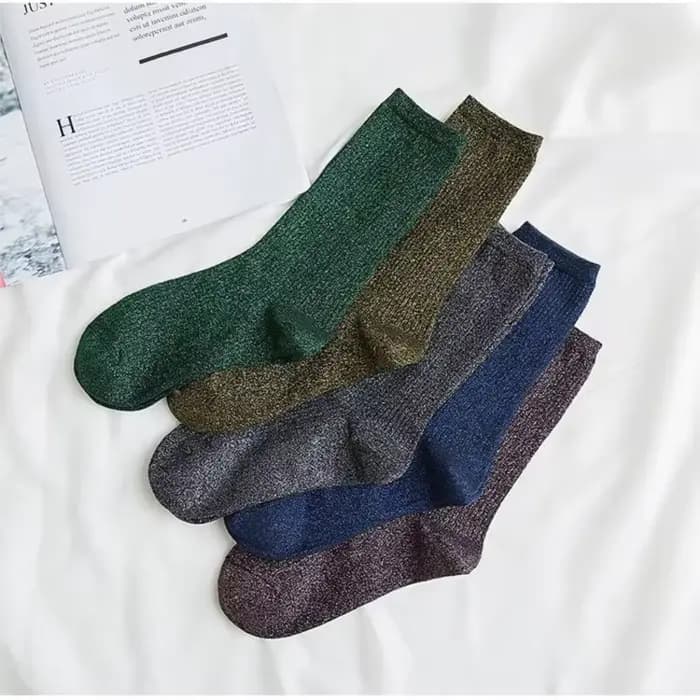 Chaussettes rayées à paillettes brillantes pour femmes