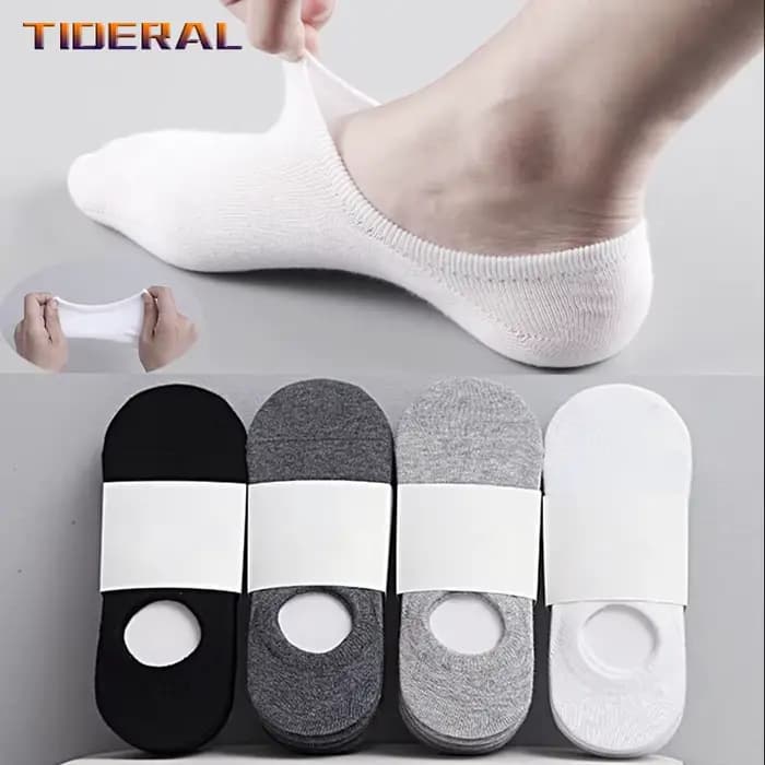 Chaussons invisibles en coton et silicone pour hommes, chaussons d'été, chaussettes de rinçage pour hommes, chaussette de bateau fine, respirante et décontractée, non ald, 5 paires