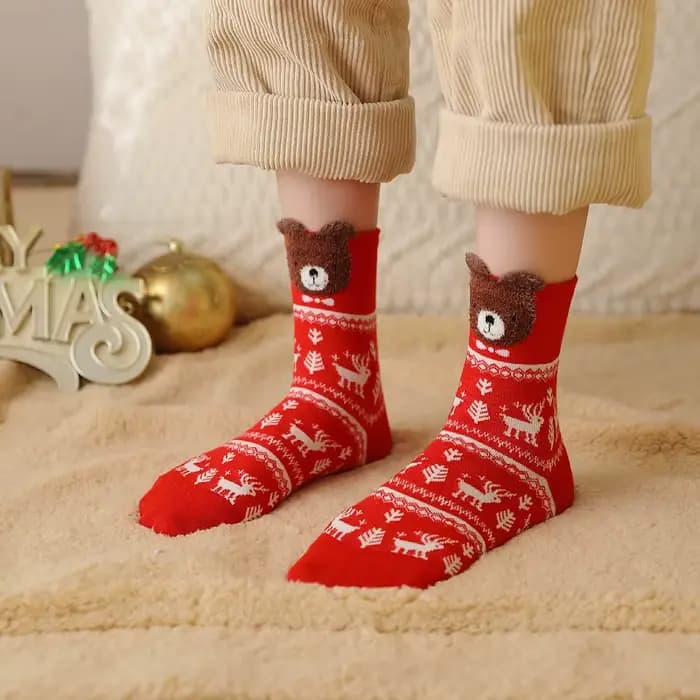Chaussettes de noël pour enfants, motif Elk, bonhomme de neige, nouvel an