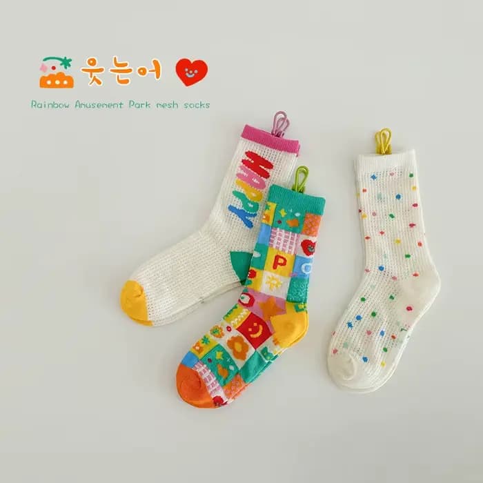 Chaussettes mi-mollet à motif arc-en-ciel pour enfants