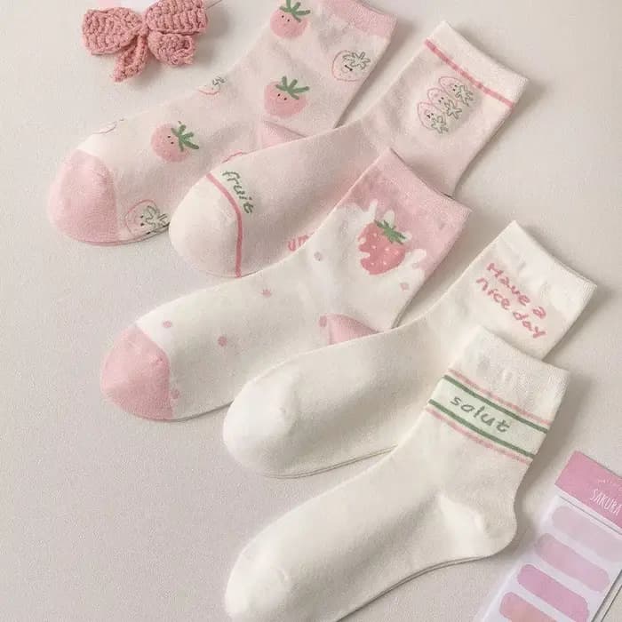 Chaussettes tube rose fraise pour femmes