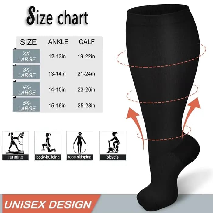 Chaussettes de compression grande taille pour femmes et hommes