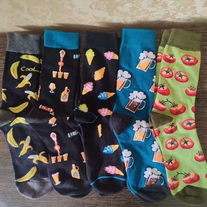 Motif alimentaire drôle coton hommes équipage chaussette crème glacée banane bière tomate cadeau