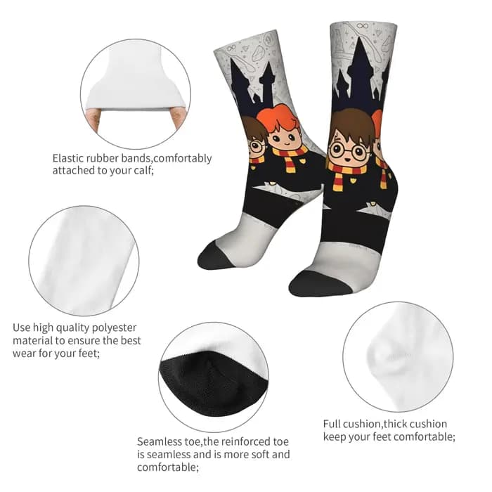 H-harry p-potter bas Kawaii chaussettes femmes hommes