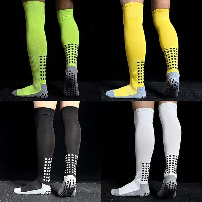 Chaussettes de football longues pour hommes, antidérapantes, respirantes, hautes jusqu'au genou, avec fond en tissu éponge, pour le cyclisme et la randonnée