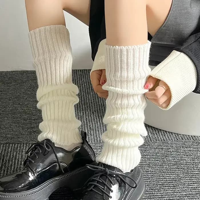Jambières Lolita pour femme, chaussettes chaudes, couvre-pieds, blanc, noir, chaussettes au crochet pour femme, poignets de botte, 40 cm, 50 cm, 70cm, automne, hiver