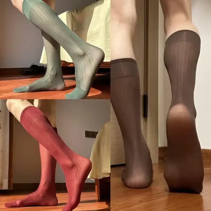 Chaussettes costume en soie fine pour hommes
