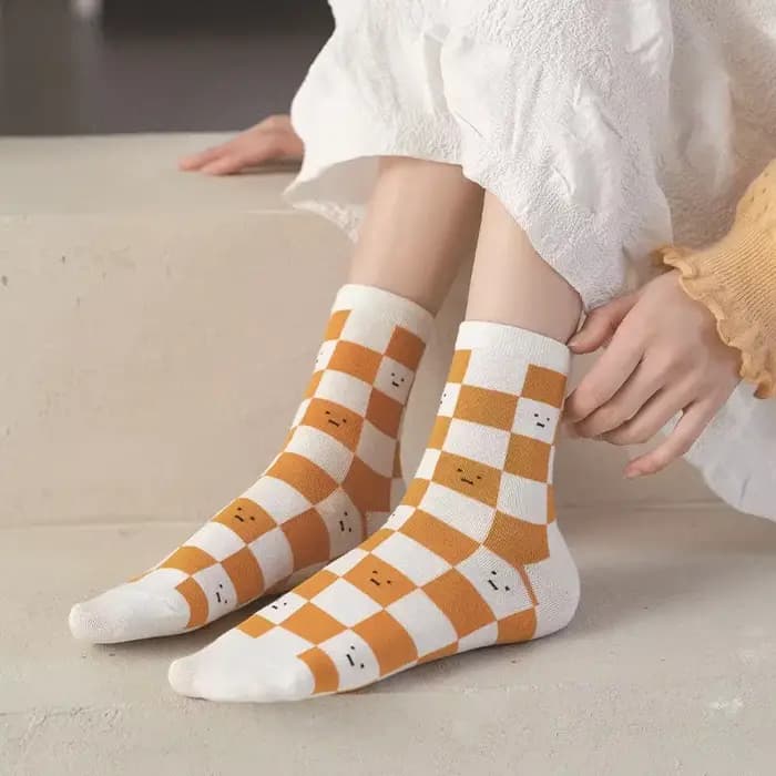 Chaussettes tube jaune pour femme