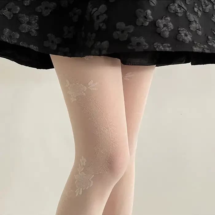 Collants sexy en dentelle florale pour femmes