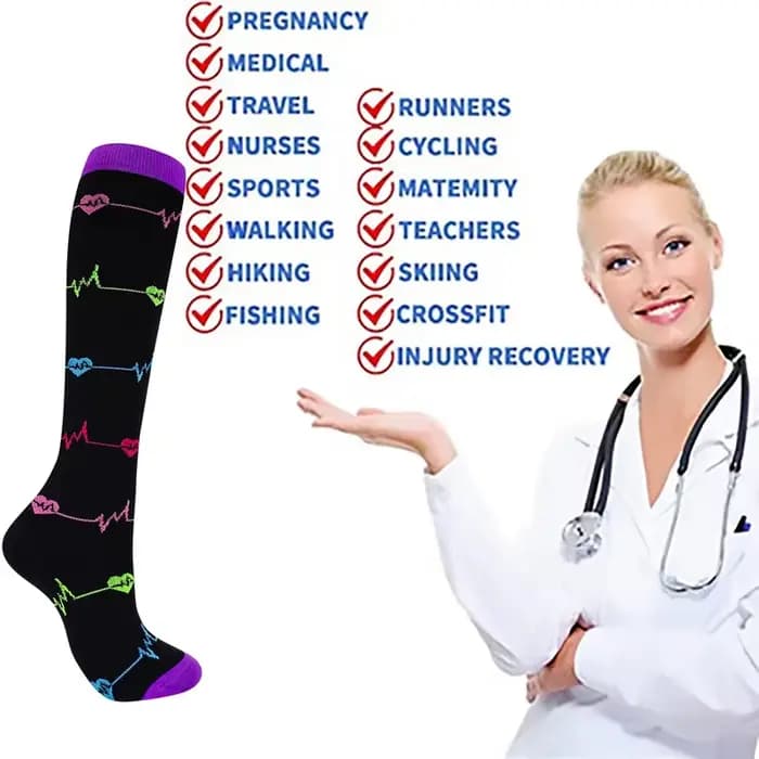 Chaussettes de Compression pour femmes et hommes, bas de genou, 20-30mmHg, œdème, diabète, varices, infirmière, Compression, course à pied, cyclisme, voyage