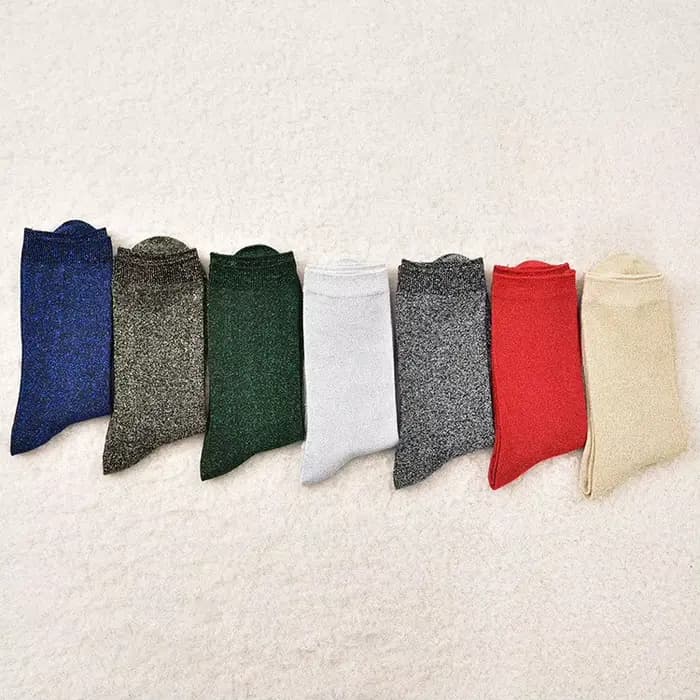 Chaussettes colorées de Style japonais, fil métallique, paillettes scintillantes, chaussettes en perles brillantes, noir, gris, bleu, mignon, cadeau Kawaii de styliste