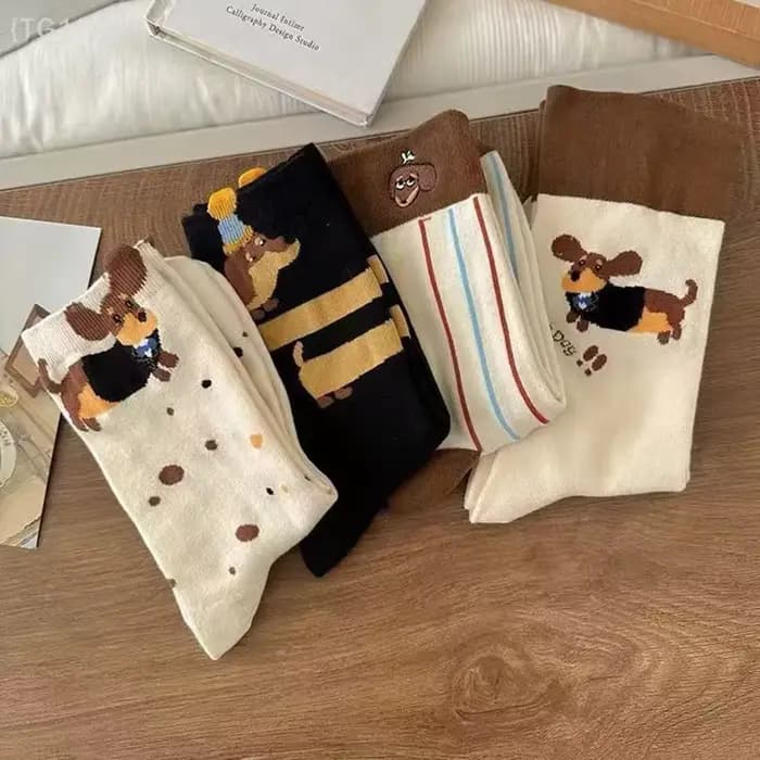 【N】 Chaussettes drôles en coton avec animaux teckel