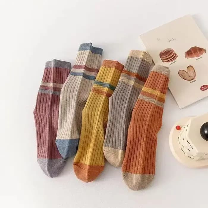 5 paires de chaussettes imprimées rayées pour femmes