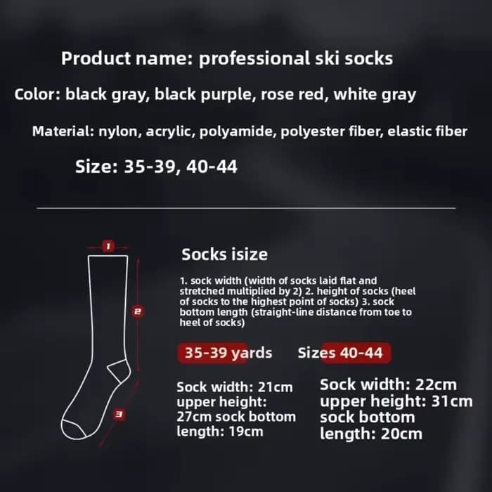 Nouvelles chaussettes de ski épaisses
