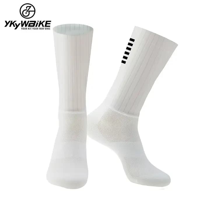 YKYWBIKE Aero chaussettes de cyclisme anti-dérapant Silicone ligne blanche