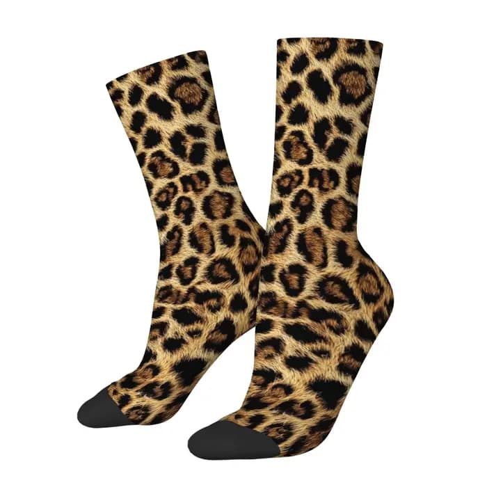 Chaussettes vintage pour hommes à imprimé léopard dérangedeant