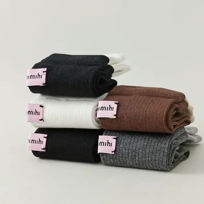 Chaussettes mi-tube en coton rayé pour femmes
