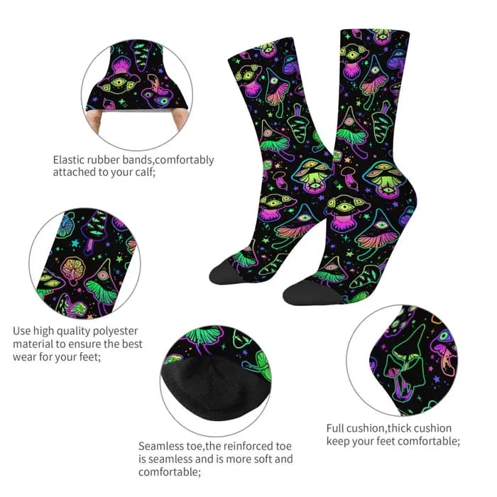 Chaussettes néon motif champignon démon