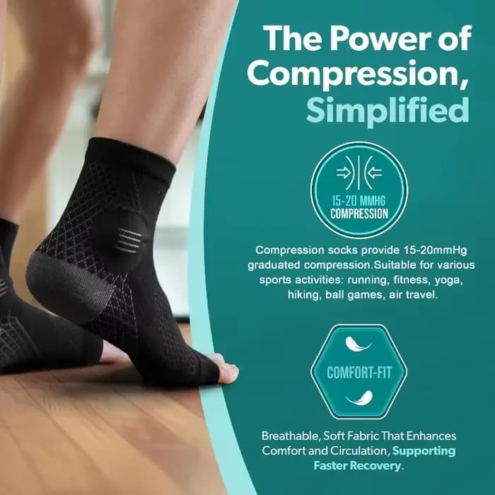 1 Paire de Chaussettes de Compression Cheville Haute Qualité avec Soutien de la Voûte Plantaire et de la Cheville, Manchons de Pression pour les Pieds, Conception à Bout Ouvert, Chaussettes pour Neuro