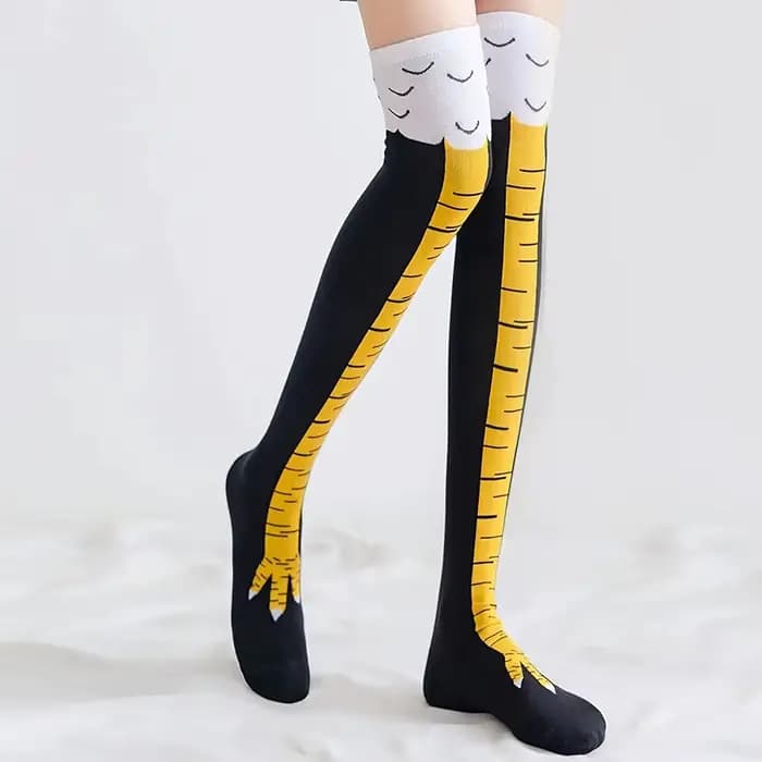 Chaussettes longues à imprimé de pieds jetables pour femmes