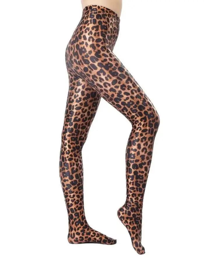 Collants léopard brillants