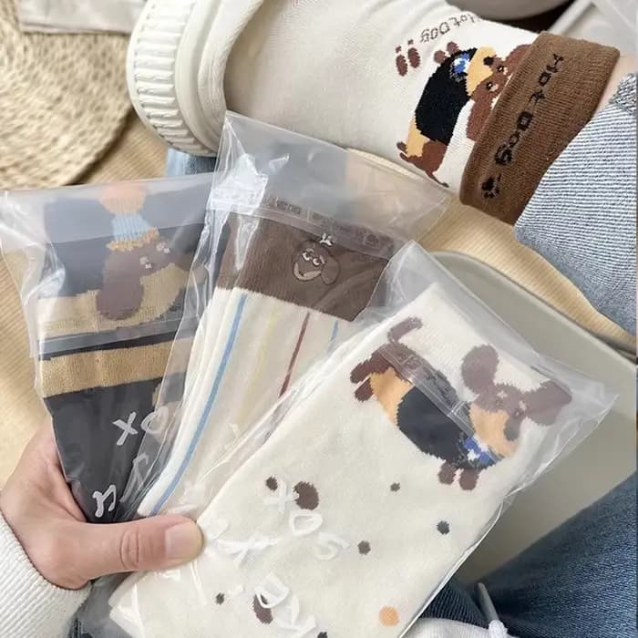 Dessin animé saucisse chien Tube moyen chaussettes drôle teckel motif Animal coton