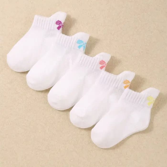 5 paires/ensemble de chaussettes blanches pour bébé