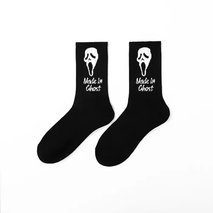 Chaussettes blanches Happy Crew pour femmes, chaussettes en coton, mode japonaise, graffiti à l'encre, hip hop, Harajuku, nouveauté, art drôle