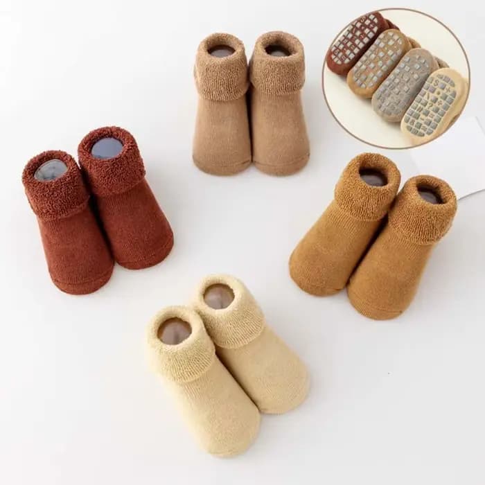 4 paires de chaussettes épaisses de couleur unie pour bébé