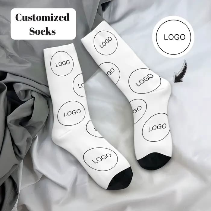 Chaussettes douces personnalisées avec logo et motif imprimé