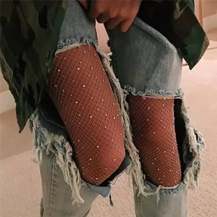 Résille diamant collants femmes mode brillant Net