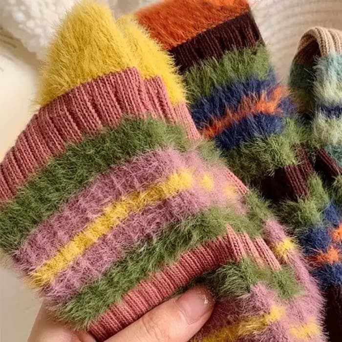 Chaussettes à rayures colorées pour femmes