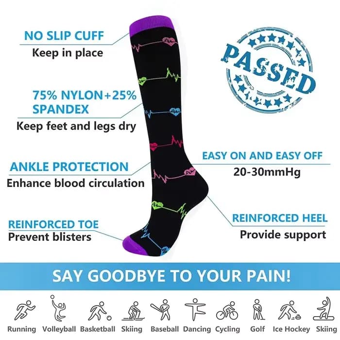 Chaussettes de Compression pour femmes et hommes, bas de genou, 20-30mmHg, œdème, diabète, varices, infirmière, Compression, course à pied, cyclisme, voyage