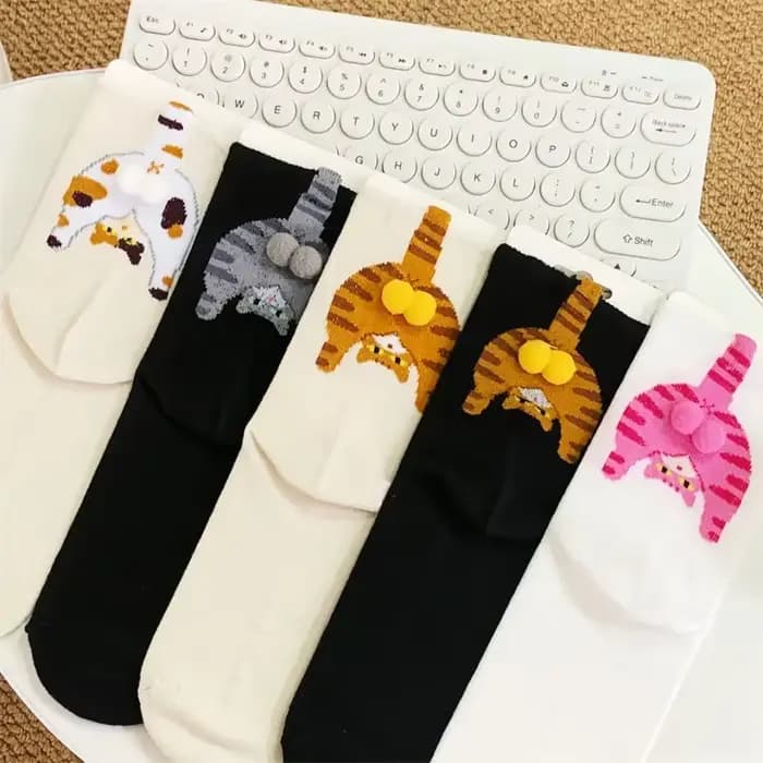 Chaussettes de Couple en forme d'œuf de chat de dessin animé