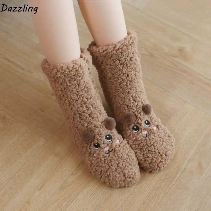 Chaussettes thermiques épaisses brodées douces