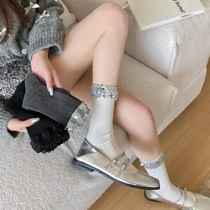 Chaussettes scintillantes en coton pour filles